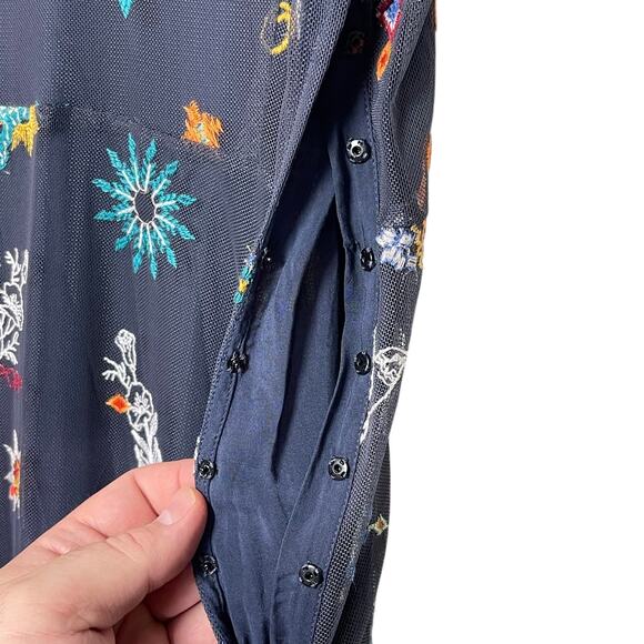 JOHNNY WAS JADE Women’s Southwestern Embroidered Blue Maxi Dress - Picture 5 of 8